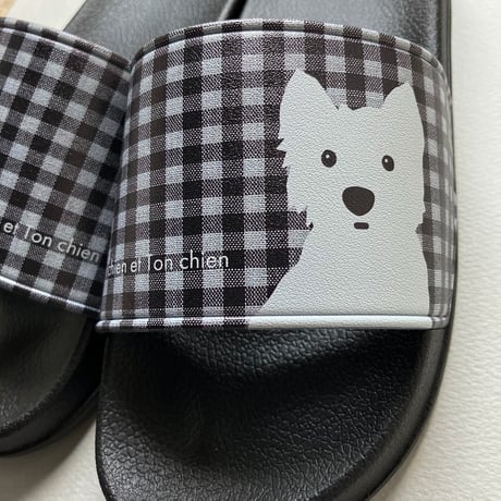 ギンガムチェック白ワンコ2人 ウォーターサンダル　予約商品