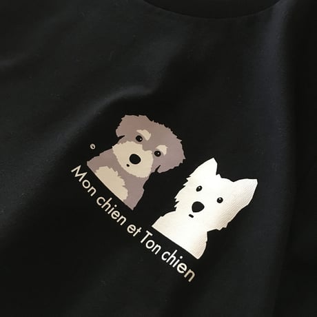 白ワンコ耳ピン&フレンズ カラーTシャツ-Ladies&Mens