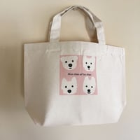 白ワンコ　ナチュラルトートバッグS