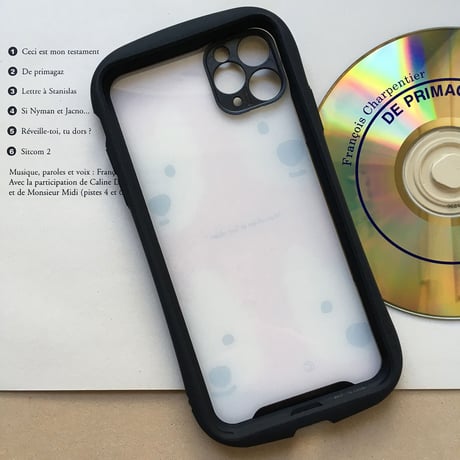 白ワンコグリップケース-カメラレンズカバー付き/  iPhone用