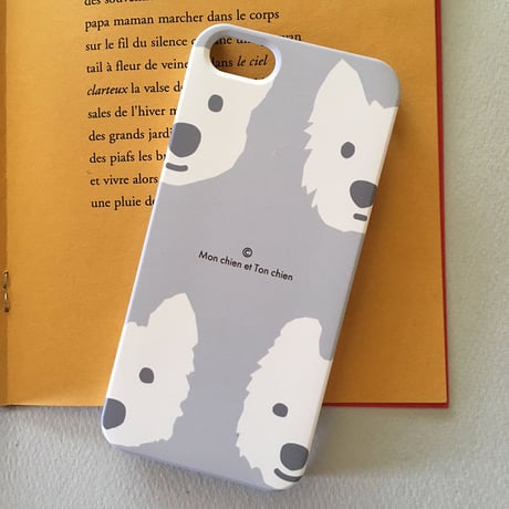 MON_TON 白ワンコLightGray-スマホケース for iPhone 側面印刷