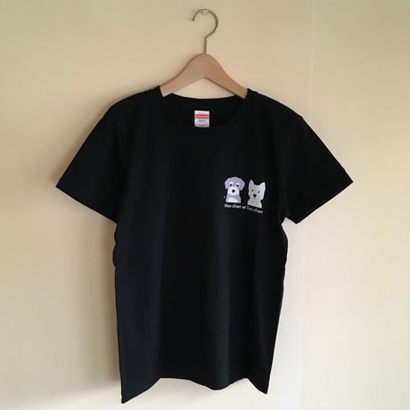 白ワンコ耳ピン&フレンズ カラーTシャツ-Ladies&Mens