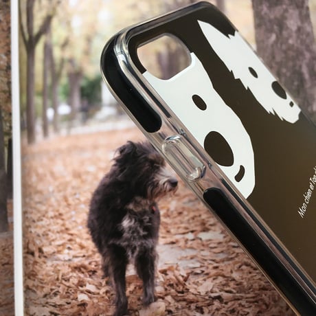 白ワンコ・黒クッションバンパーケースBlack-for iPhone