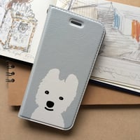 Bベルト無し 白ワンコ2人   手帳型 iPhone  /android版はカメラ穴無し