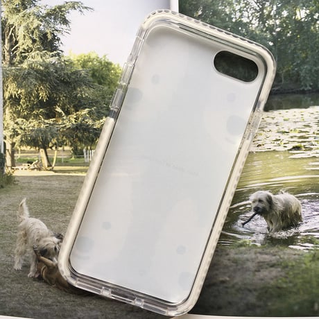 白ワンコ・白クッションバンパーケースLightGray-for iPhone