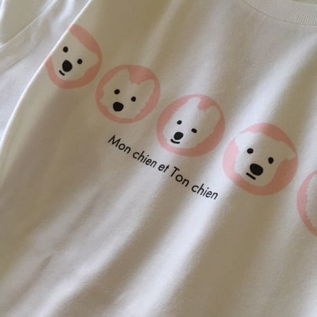 8周年SALE Ladies&ChildTシャツ ５人の白ワンコ　Pink