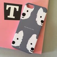 MON_TON 白ワンコDeepGray- スマホケース for iPhone 側面印刷
