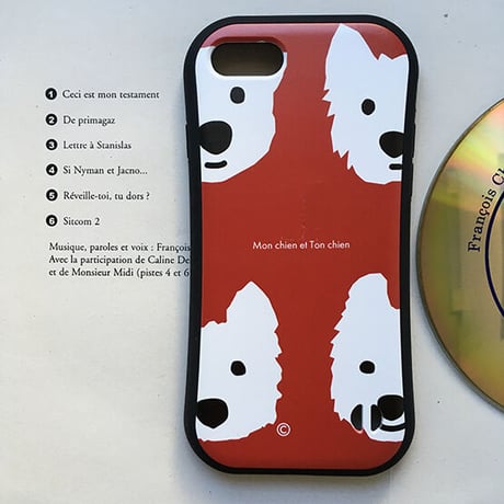 白ワンコグリップケース iPhone用