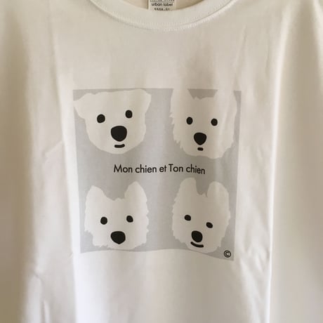 ゆったりシルエットTシャツ-白ワンコベーシック