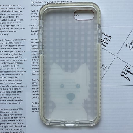 白ワンコ ギンガムチェック クッションバンパーケース for iPhone
