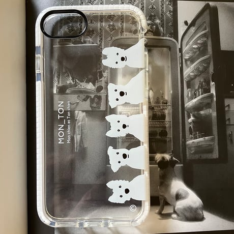 白わんこ５人柔らかインパクトケースClear/for iPhone/for iPhone