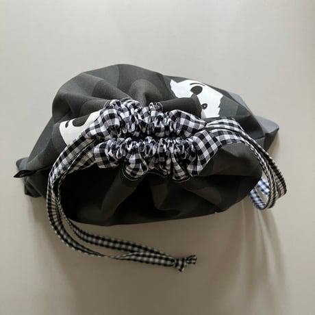 MON_TON BigドットBlack Big巾着袋