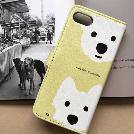 白ワンコ  手帳型iPhone  ハイクオリティタイプ 6色