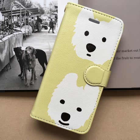 白ワンコ  手帳型iPhone  ハイクオリティタイプ 6色