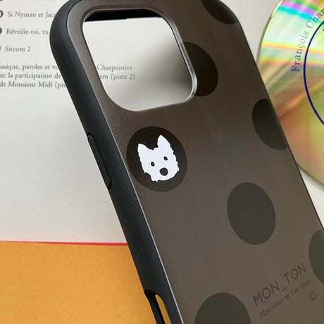 Bigドットシック白ワンコ グリップケース for iPhone
