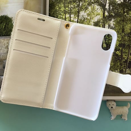 白ワンコ手帳型スマホケース PepperMint
