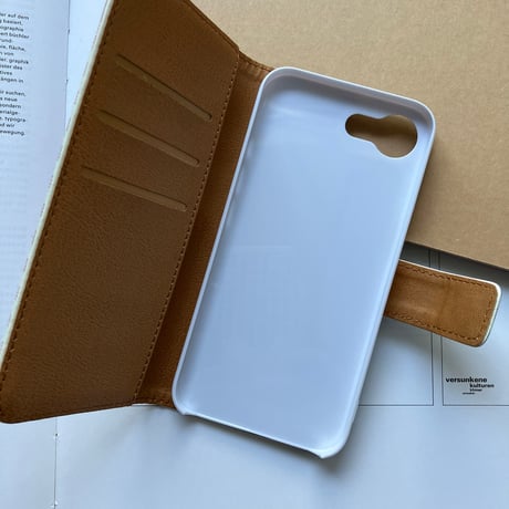 白ワンコ2人ギンガムcheck手帳型手帳型スマホケース / アンドロイドも対応