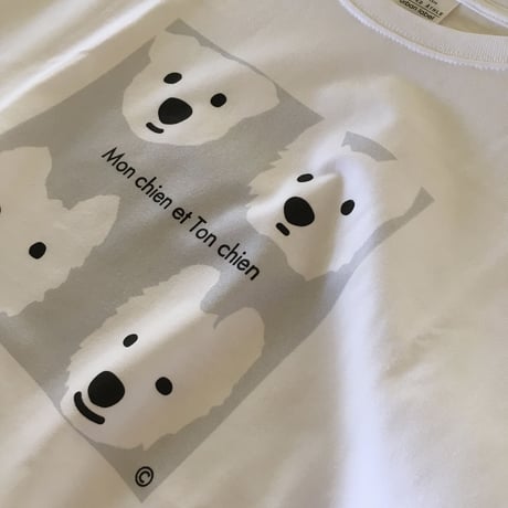 ゆったりシルエットTシャツ-白ワンコベーシック