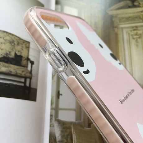 白ワンコ・PinkクッションバンパーケースPink-for iPhone