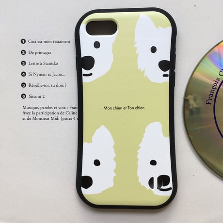 白ワンコグリップケース iPhone用