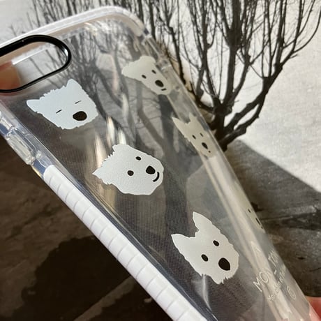 白わんこ５人柔らかインパクトケースClear/for iPhone/for iPhone