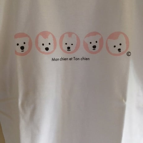 8周年SALE Ladies&ChildTシャツ ５人の白ワンコ　Pink