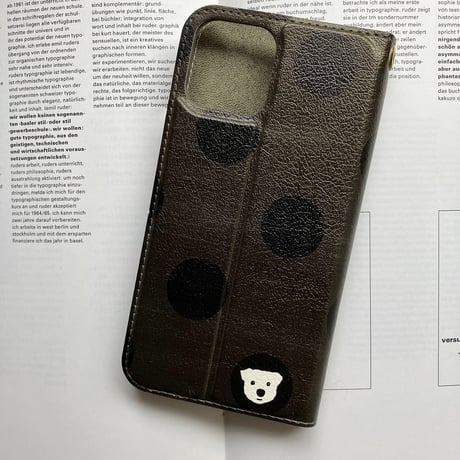 Bigドットシック白ワンコ ベルト無し 手帳型 for iPhone