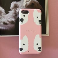MON_TON白ワンコPink  -スマホケースfor iPhone 側面印刷