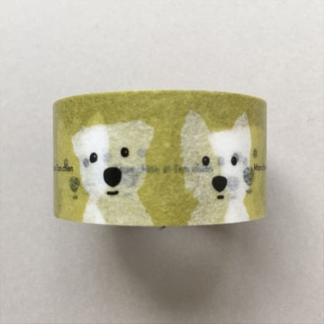 白ワンコ2人　マスキングテープ20mm巾7m