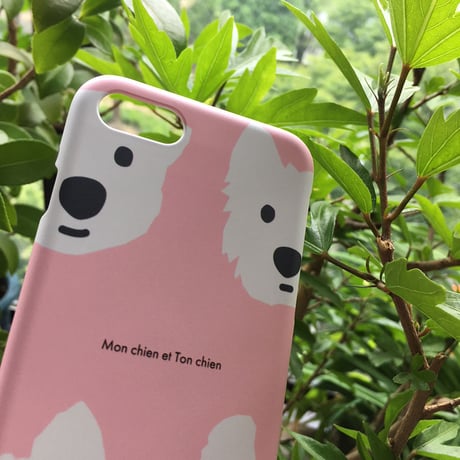MON_TON白ワンコPink  -スマホケースfor iPhone 側面印刷