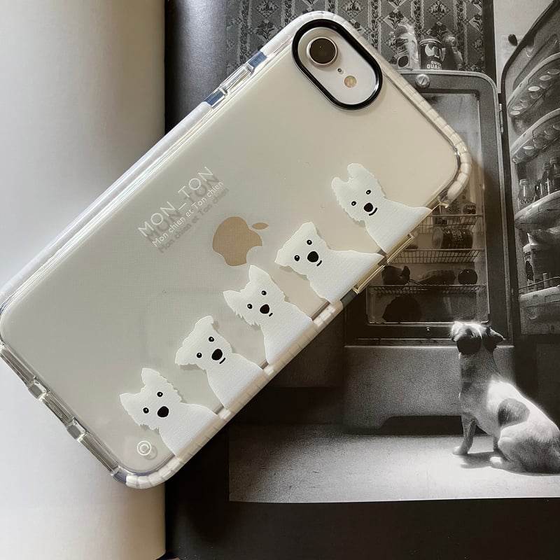 白わんこ5人柔らかインパクトケースClear/for iPhone/for iPhone |