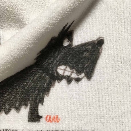 黒ワンコガウゥ　タオルハンカチ