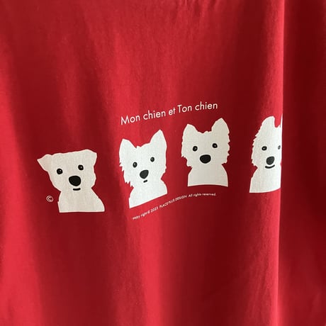 8周年SALE 4人の白ワンコTシャツ　Red合わせて52colors(完売の色もあります）