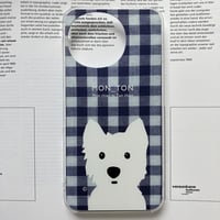 ギンガムチェック白わんこClear スマホケースfor iPhone&Android