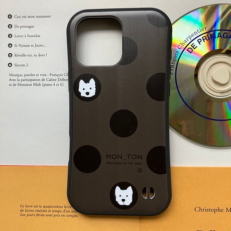 Bigドットシック白ワンコ グリップケース for iPhone