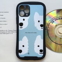白ワンコグリップケース-カメラレンズカバー付き/  iPhone用