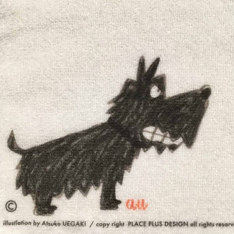 黒ワンコガウゥ　タオルハンカチ