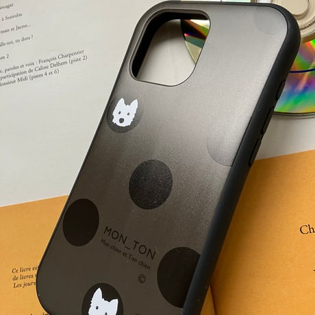 Bigドットシック白ワンコ グリップケース for iPhone