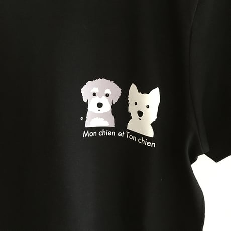 白ワンコ耳ピン&フレンズ カラーTシャツ-Ladies&Mens