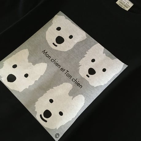ゆったりシルエットTシャツ-白ワンコベーシック