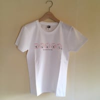 8周年SALE Ladies&ChildTシャツ ５人の白ワンコ　Pink
