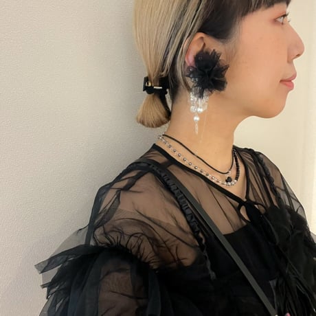 ◎予約◎Benjamin glass black flower choker necklace 10月中旬お届け予定