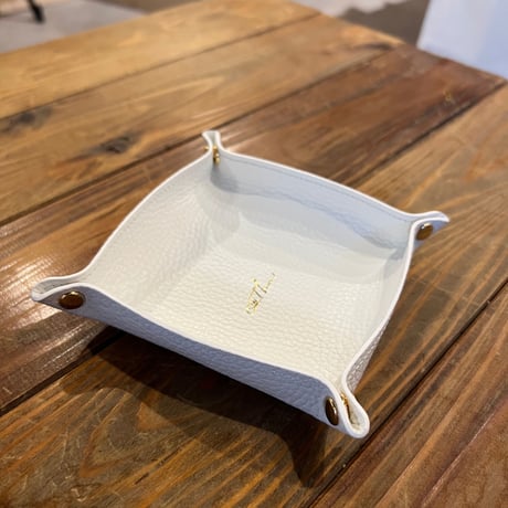 Leather accessory tray ( white  )