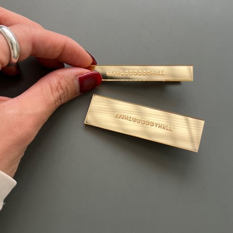 Rectangle hair clip mirror gold (1本)