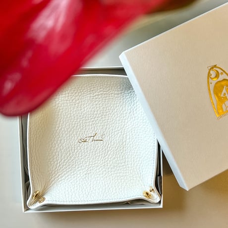 Leather accessory tray ( white  )