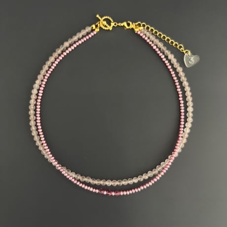 L１【限定１点】Layered Choker (ローズクオーツ×淡水パール)