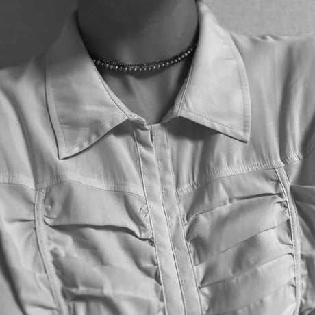 Black Ribbon Layered Choker (ヘマタイト×淡水パール)