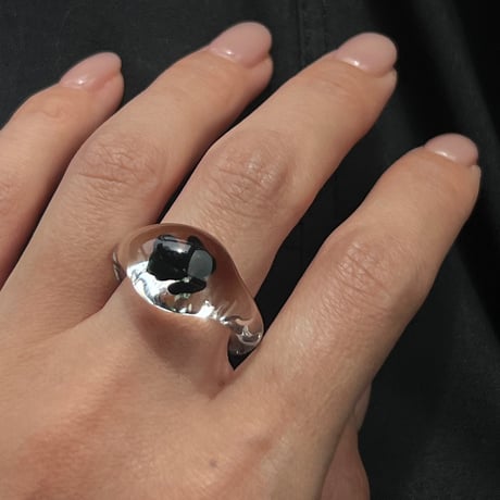 ◎16号◎Benjamin glass ring (Black flower)