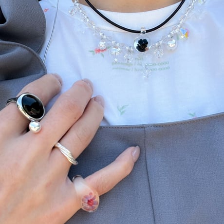 ◎予約◎Benjamin glass ring (flower/opal) ※ 10月下旬頃お届け予定