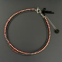 Black Ribbon Layered Choker (ヘマタイト×淡水パール)